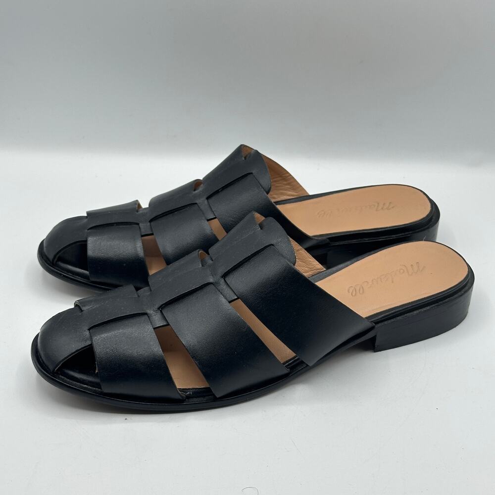 MADEWELL The Dixson Fisherman Mule Leather True Black Sz 7.5 $128 - Picture 5 of 9